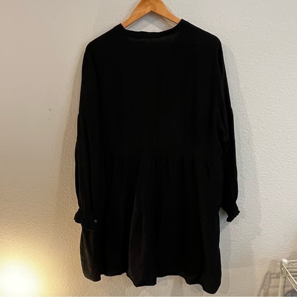 Zara black textured tiered mini dress with bow detail size X-Large - Picture 3 of 12